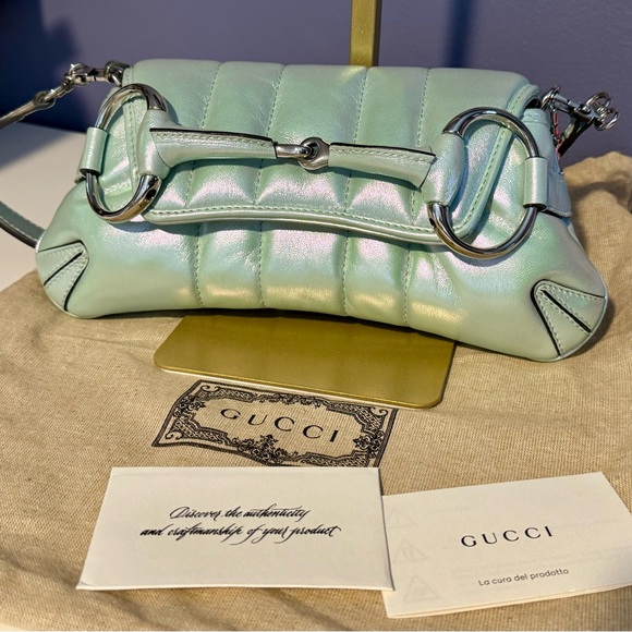 Gucci Horsebit Chain Iridescent Leather Shoulder Bag - Picture 3 of 9